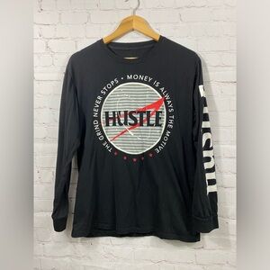 Hustle TShirt Womens Size XL Black Long Sleeve